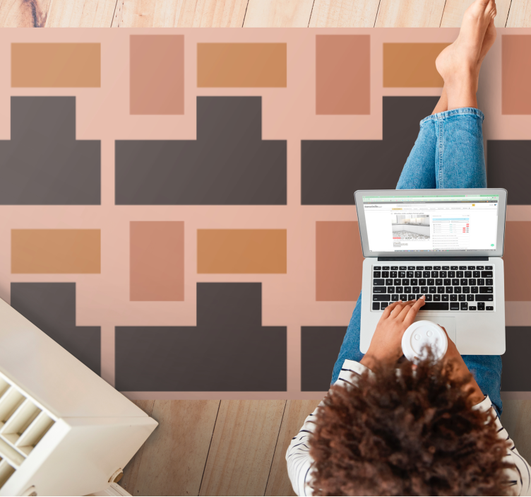 Tapetes geométricos com formas laranja e marrom - TenStickers