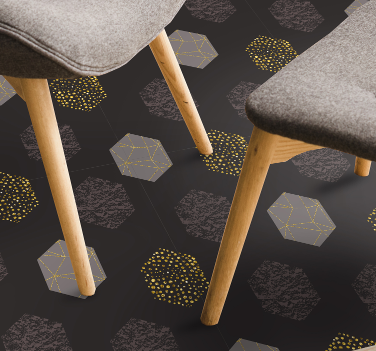 Hexágonos dourados nórdicos tapetes geométricos - TenStickers