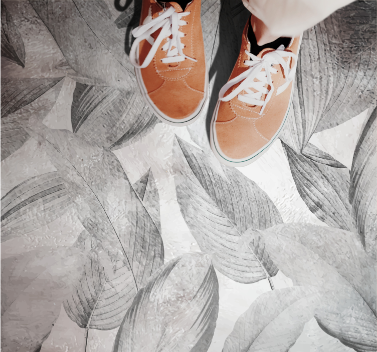 Tons de cinza folhas estampadas tapete floral - TenStickers