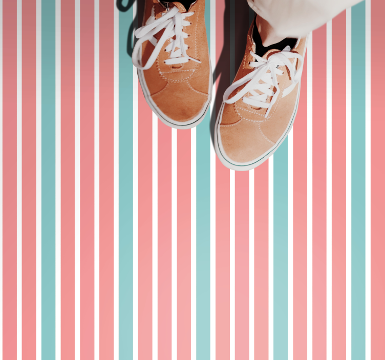 Três linhas rosa e tapete de vinil quadrado azul - TenStickers