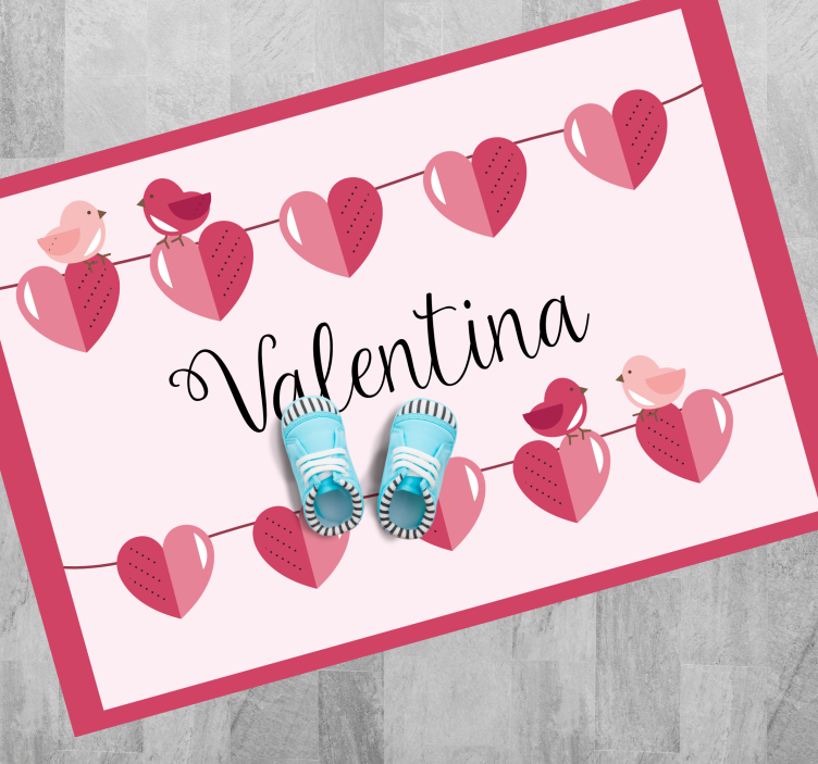 Varal com tapete personalizado de pássaros e corações - TenStickers