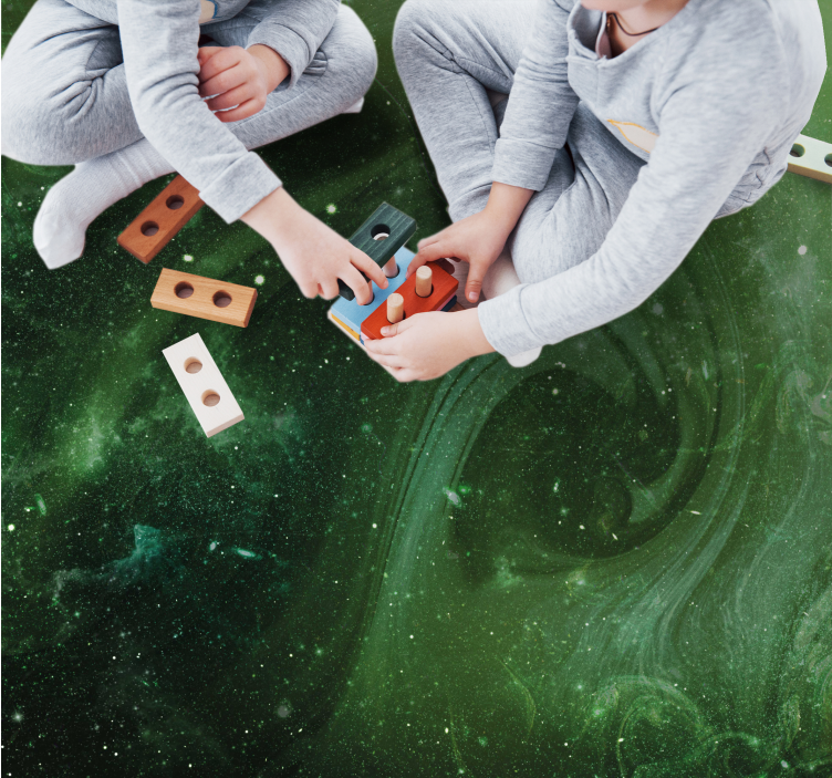 Vista espacial com tapete de vinil natural de cores verdes - TenStickers