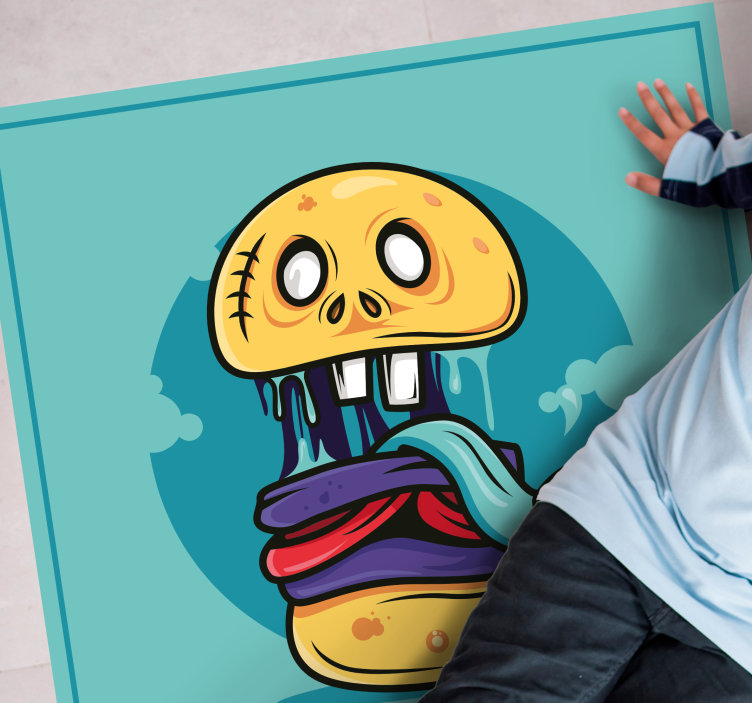 Zombie burger cartoon tapete moderno - TenStickers