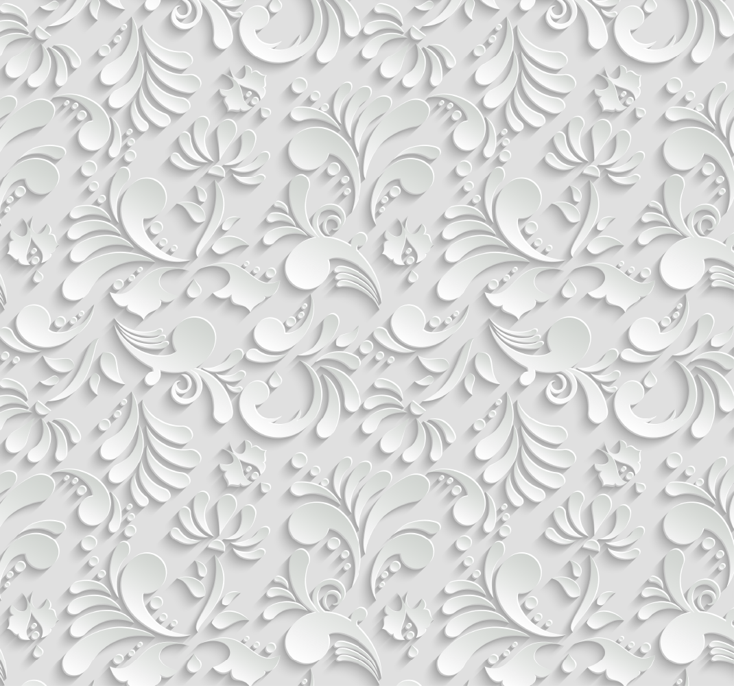 Tapete vinílico branco padrão floral 3d - TenStickers