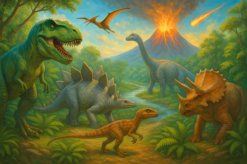 Tapete vinílico de animais extinção dos dinossauros - TenStickers