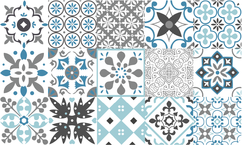 Tapete vinílico cozinha mosaico azul - TenStickers