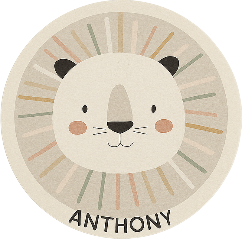 Tapete vinílico criança leão bege personalizado - TenStickers