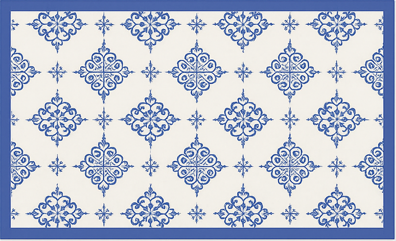 Tapete vinílico azul azulejos bege marroquinos - TenStickers