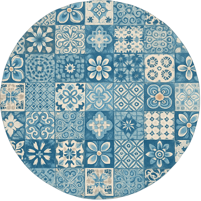 Tapete vinílico azul mosaicos circulares - TenStickers