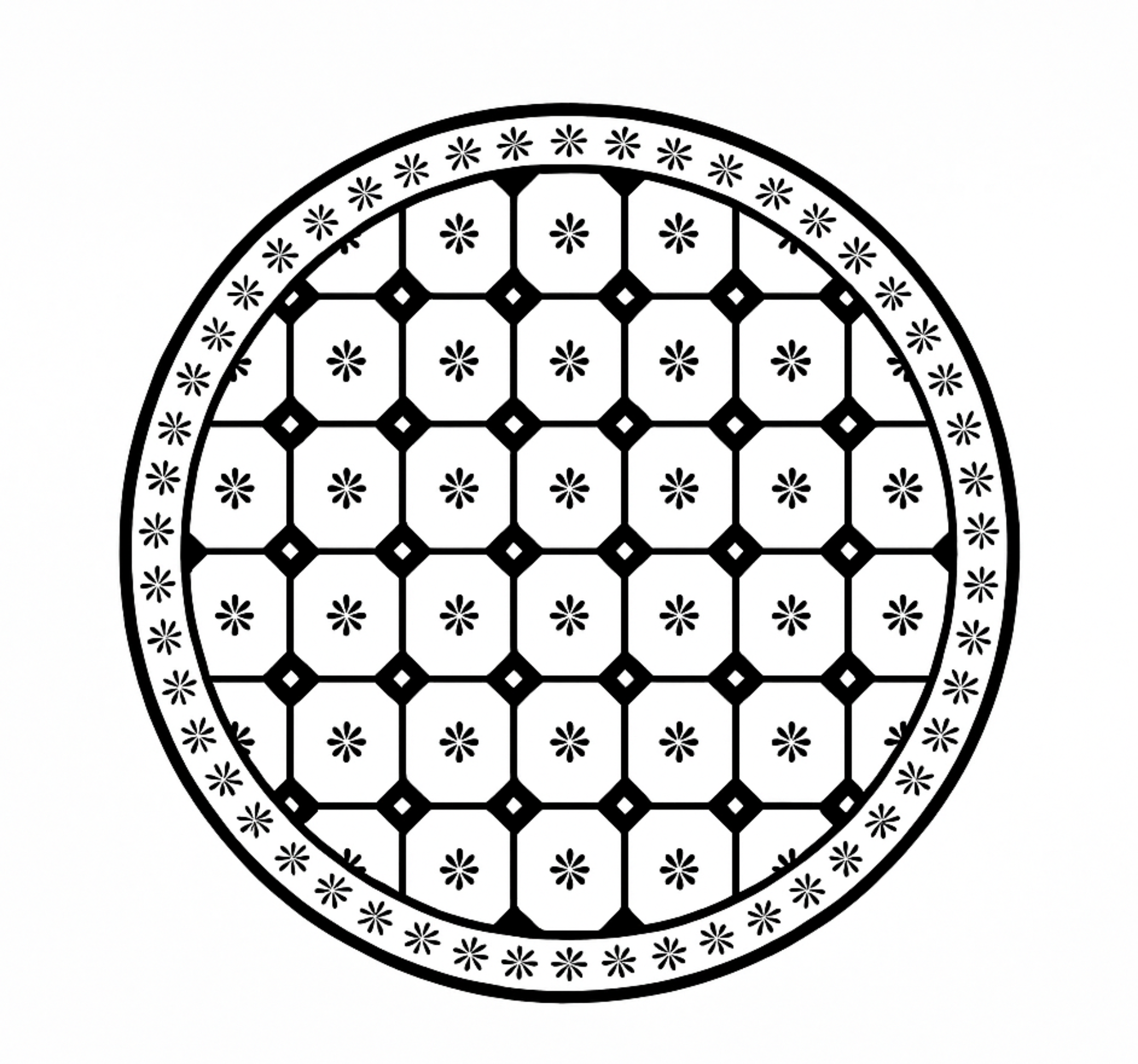 Tapete vinílico para sala de jantar padrão de azulejos preto e br - TenStickers