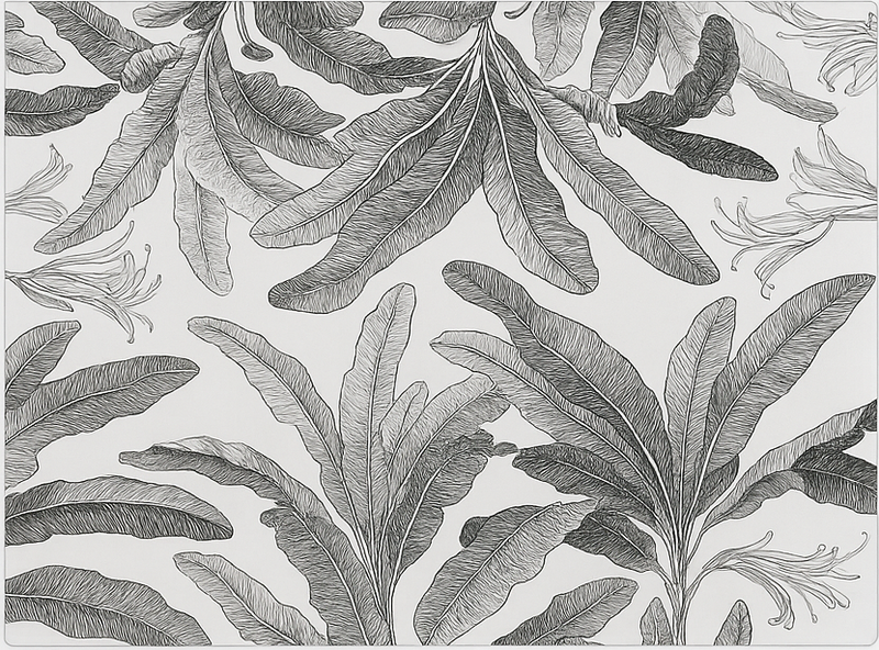 Tapete vinílico cozinha palmeiras cinzas elegantes - TenStickers