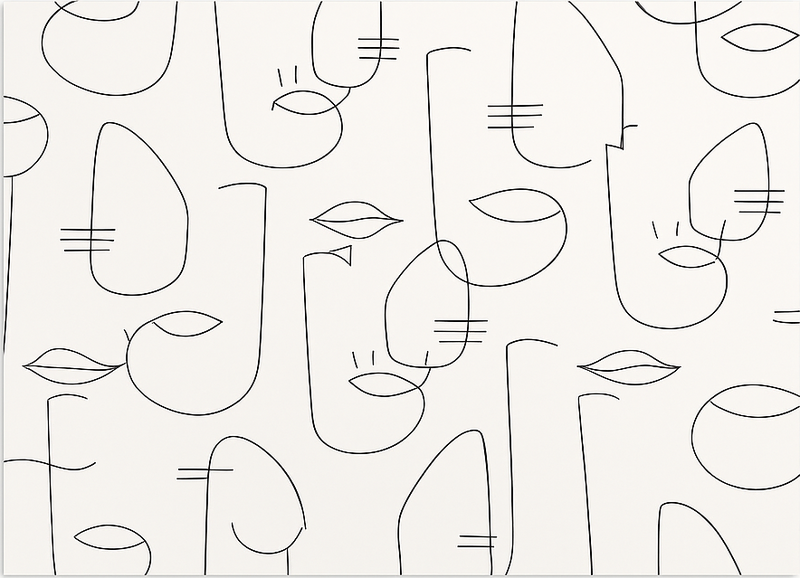 Tapete vinílico cozinha partes de rosto abstrato - TenStickers