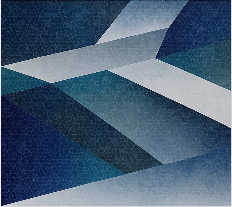 Tapete vinílico sala de estar com padrão de fragmentos azuis - TenStickers