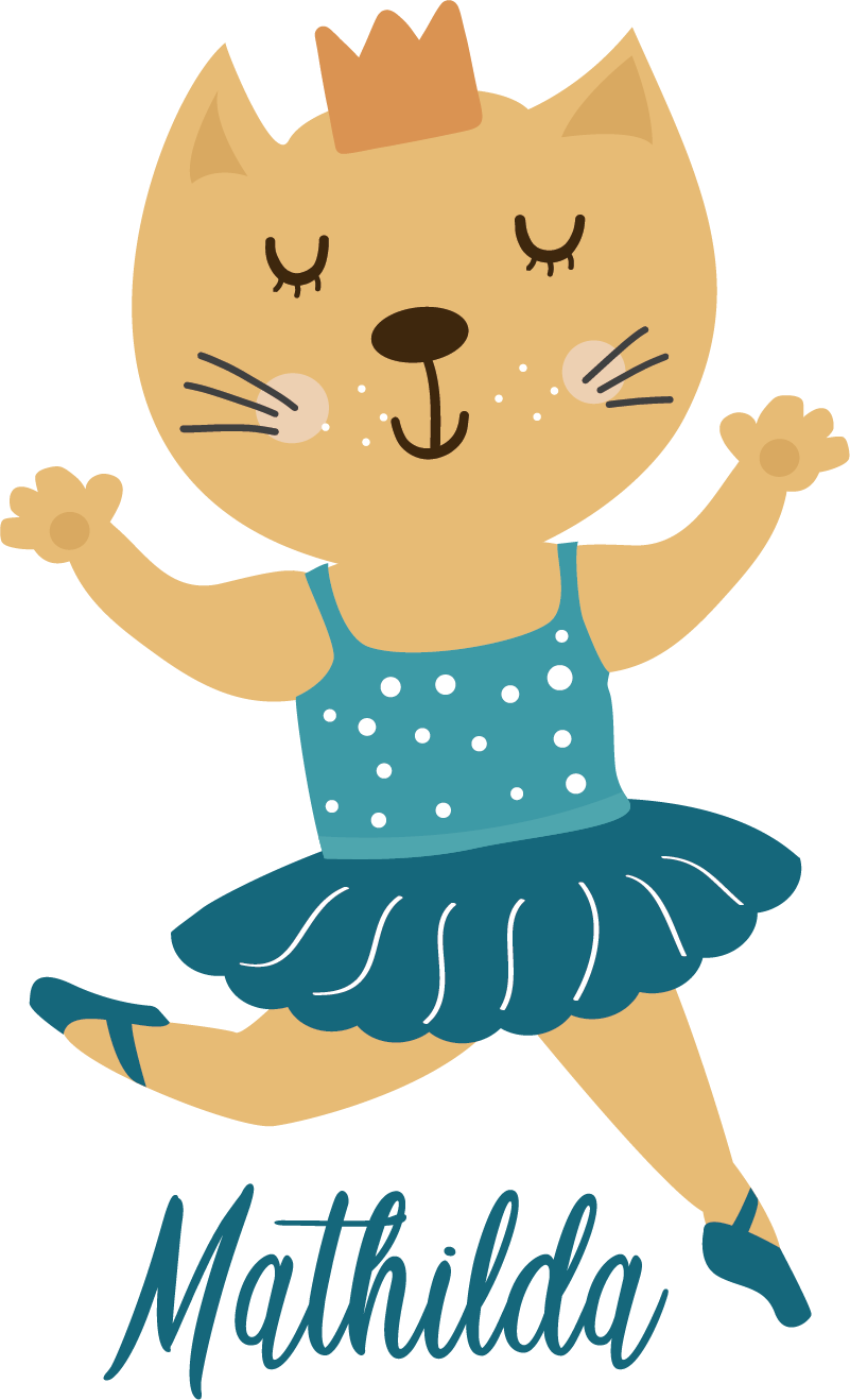 Tapete vinílico de animais gatinha dançante com nome - TenStickers