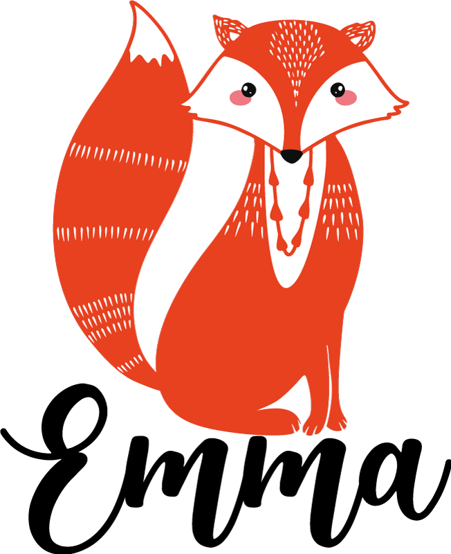 Tapete vinílico de animais raposa nórdica com nome - TenStickers