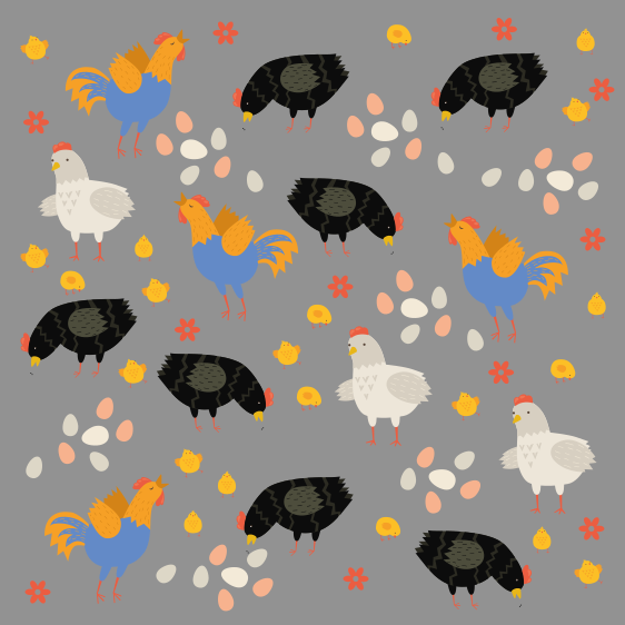 Tapete vinílico de animais com estampa de galinhas - TenStickers