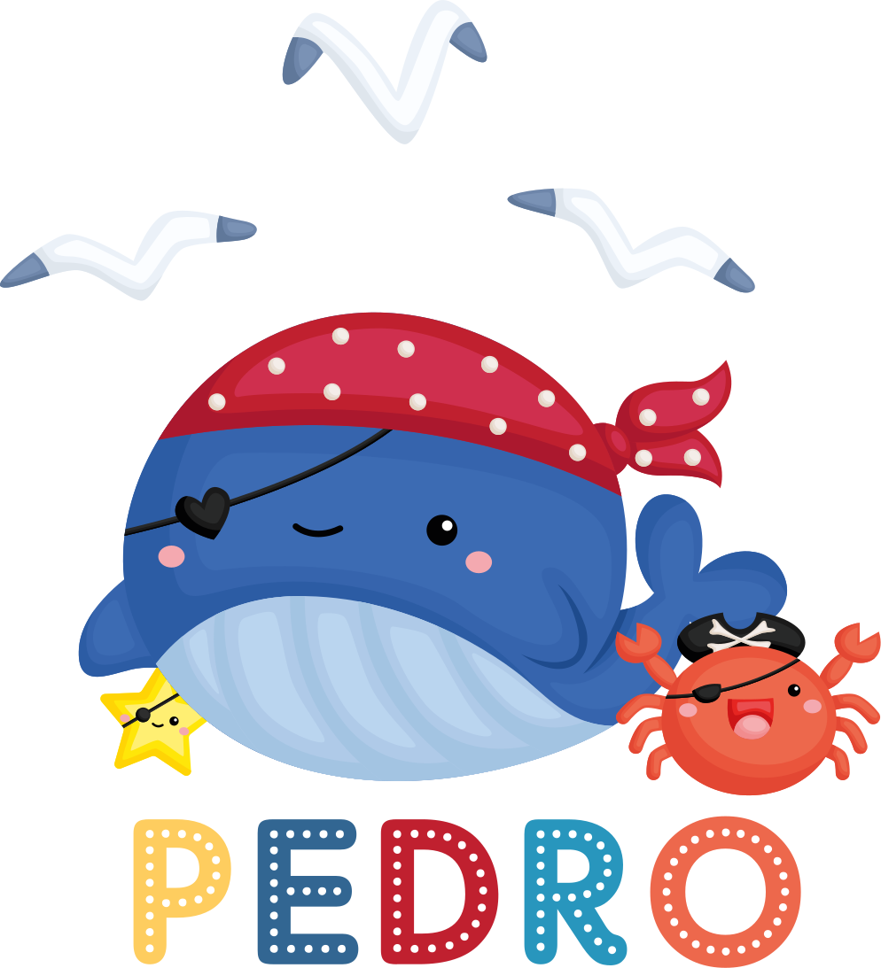 Tapete vinílico de animais baleia pirata fofa - TenStickers