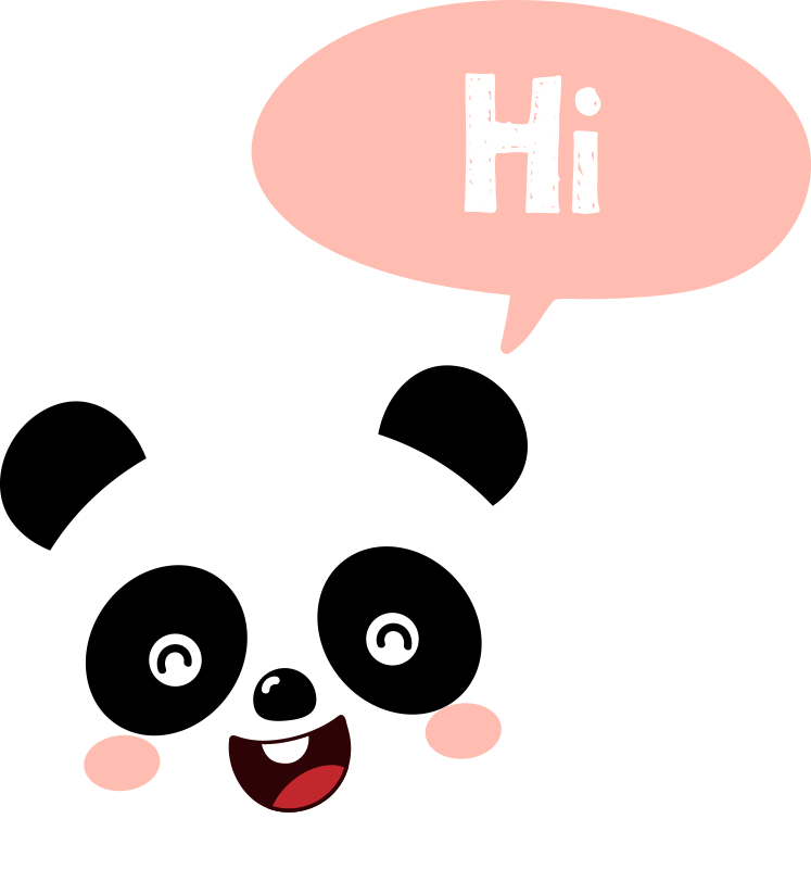 Tapete vinílico de animais com panda cartoon dizendo oi - TenStickers