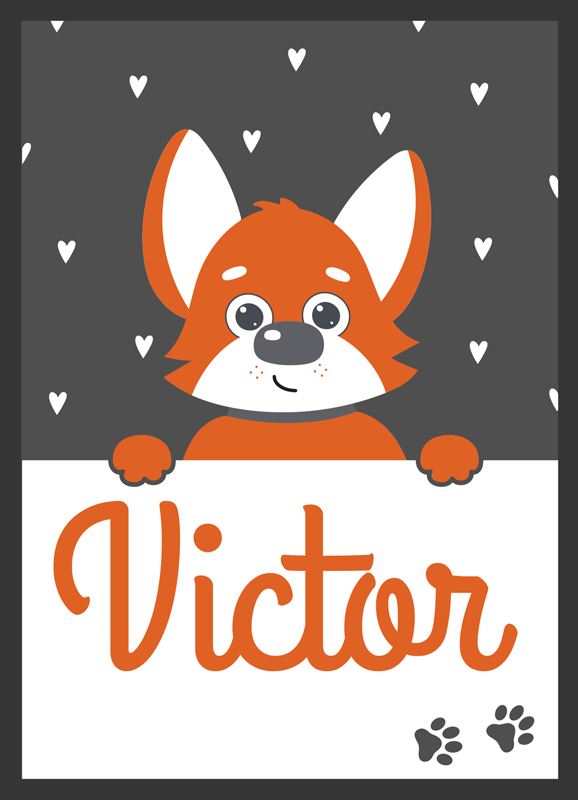 Tapete vinílico de animais pôster infantil com nome - TenStickers