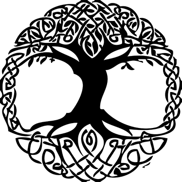 Tapete vinílico flores e plantas árvore celta preta - TenStickers