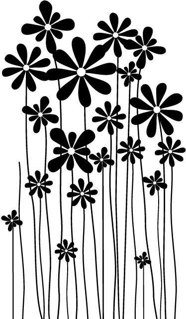 Tapete vinílico flores e plantas grandes pretas - TenStickers