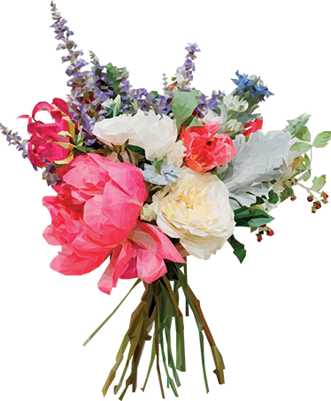 Tapete vinílico flores e plantas buquê geométrico - TenStickers