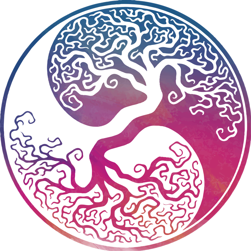 Tapete vinílico flores e plantas árvore da vida yin yang - TenStickers