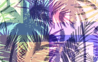 Tapete vinílico flores e plantas padrão palmeiras retrô - TenStickers