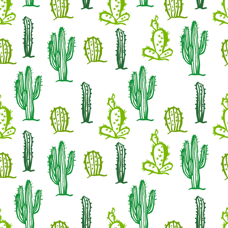 Tapete vinílico flores e plantas estilo cacto verde - TenStickers
