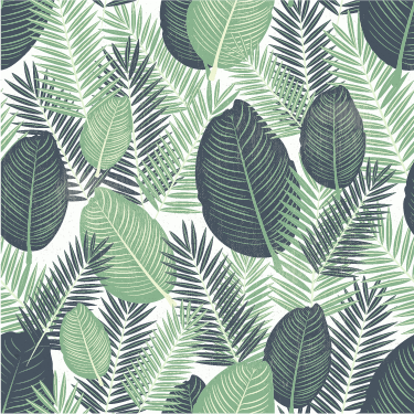 Tapete vinílico flores e plantas grandes verdes - TenStickers