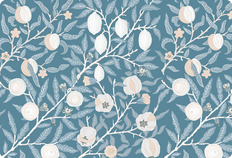 Tapete vinílico flores e plantas padrão vintage elegante - TenStickers