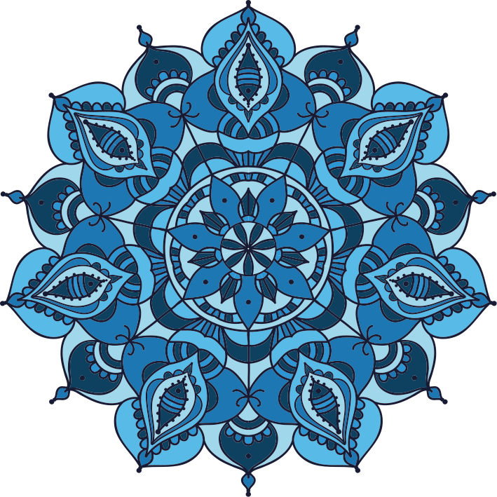 Tapete vinílico flores e plantas mandala azul de lótus - TenStickers