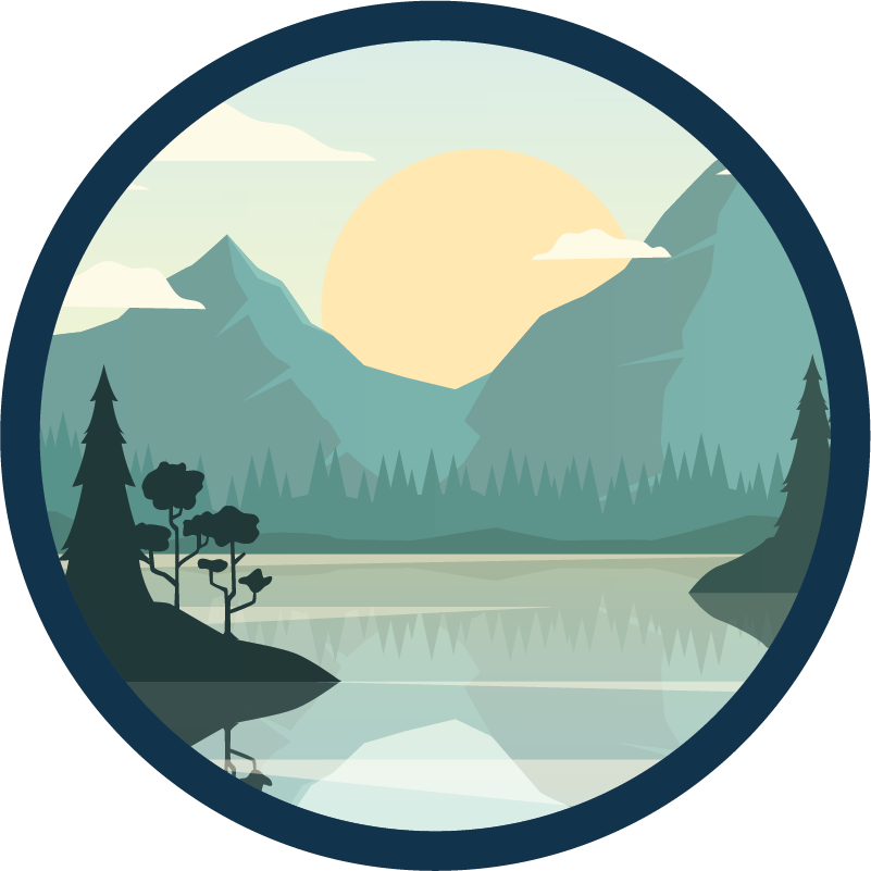 Tapete vinílico flores e plantas montanha com lago - TenStickers