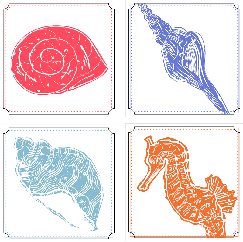 Tapete vinílico flores e plantas com motivos marinhos - TenStickers