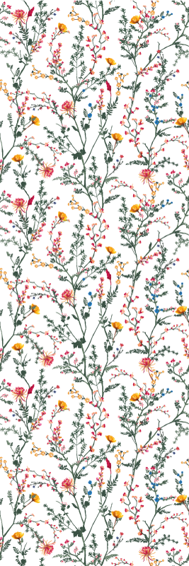 Tapete vinílico flores e plantas jardim minimalista fino - TenStickers