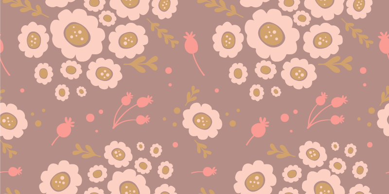 Tapete vinílico flores e plantas em padrão pastel - TenStickers