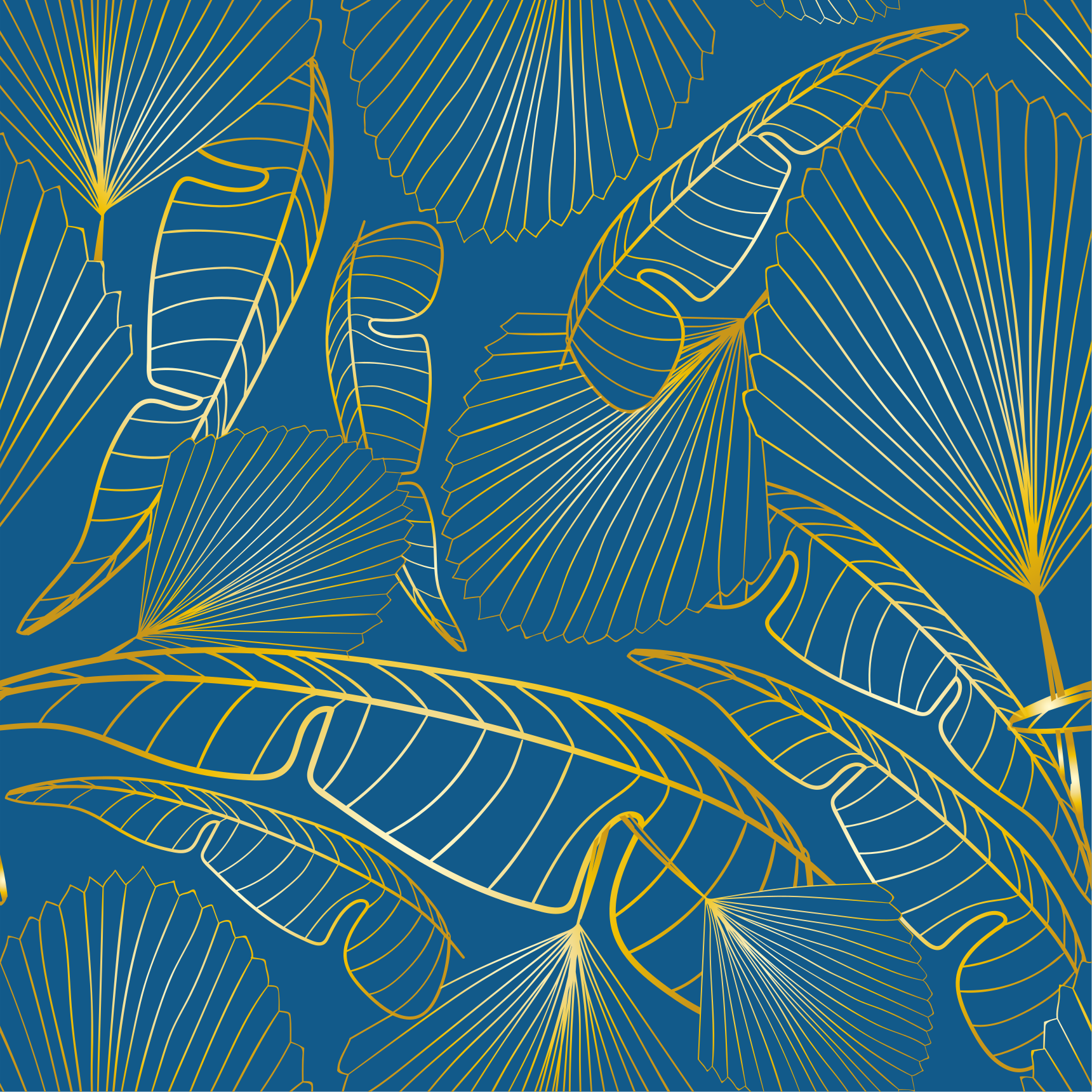 Tapete vinílico flores e plantas folhas douradas - TenStickers