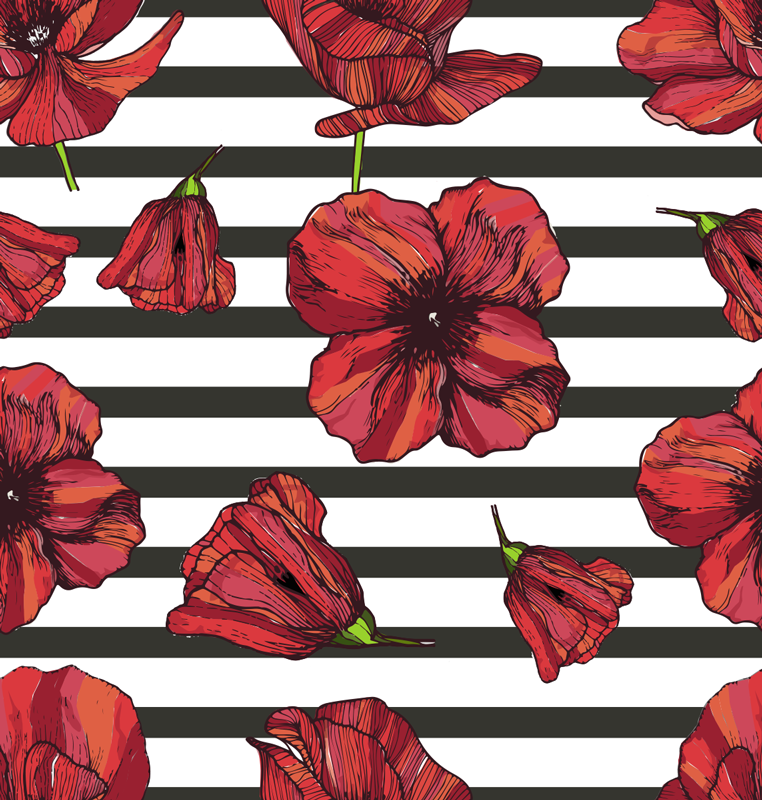 Tapete vinílico flores e plantas papoulas polonesas - TenStickers