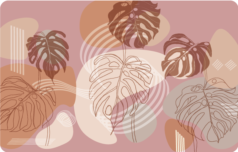 Tapete vinílico flores e plantas desenho contínuo de folhas - TenStickers