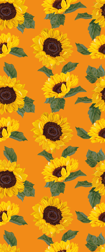 Tapete vinílico flores e plantas girassol laranja - TenStickers