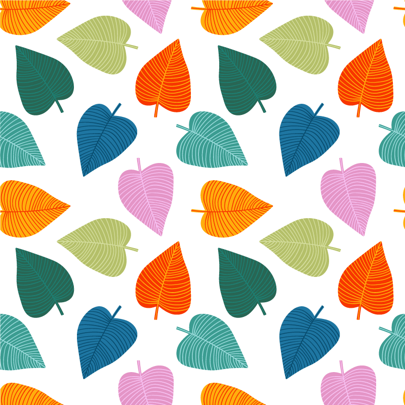 Tapete vinílico flores e plantas folhas coloridas originais - TenStickers