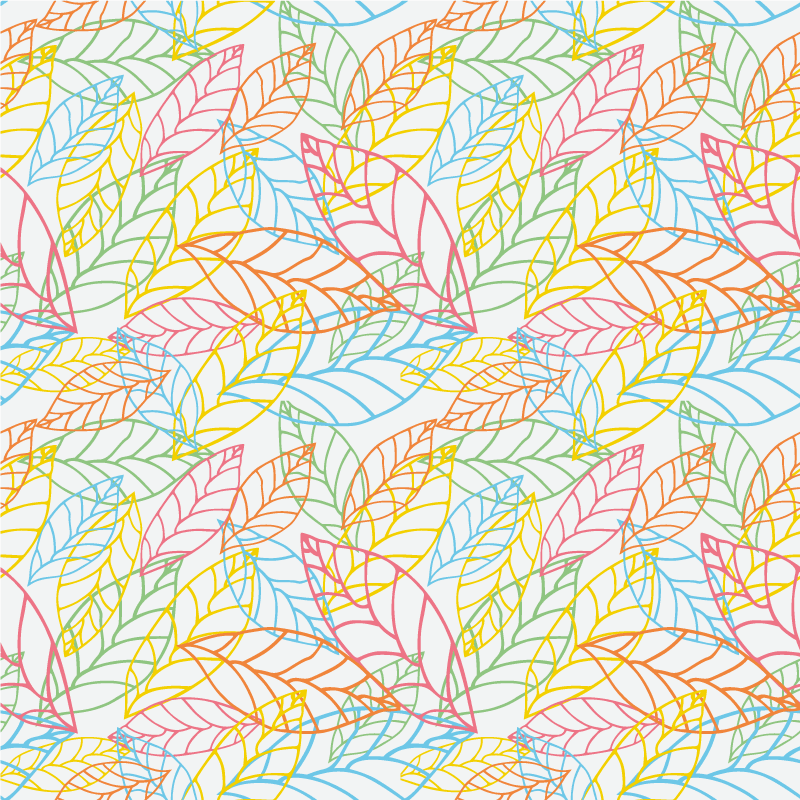 Tapete vinílico flores e plantas com design de folhas neon - TenStickers