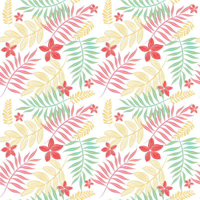 Tapete vinílico flores e plantas folhas neon - TenStickers