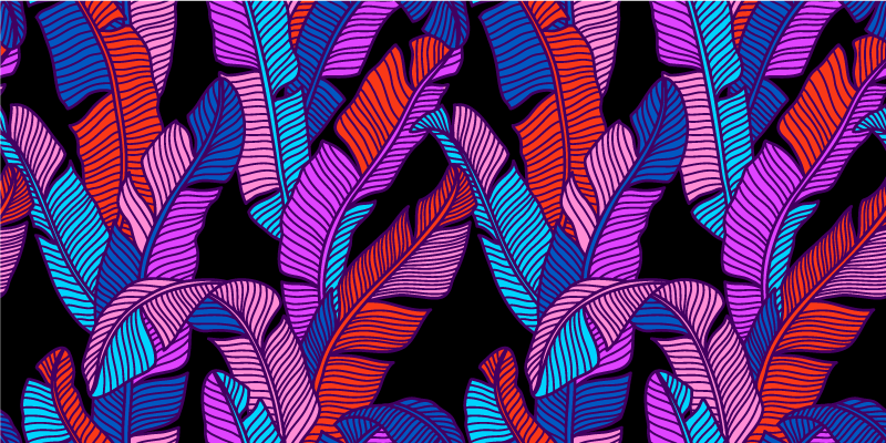 Tapete vinílico flores e plantas padrão vibrante - TenStickers