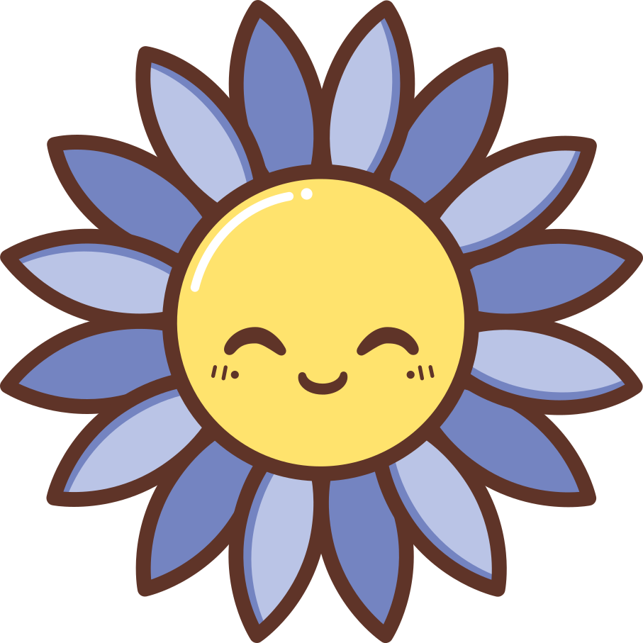 Tapete vinílico flores e plantas silhueta de flor roxa feliz - TenStickers