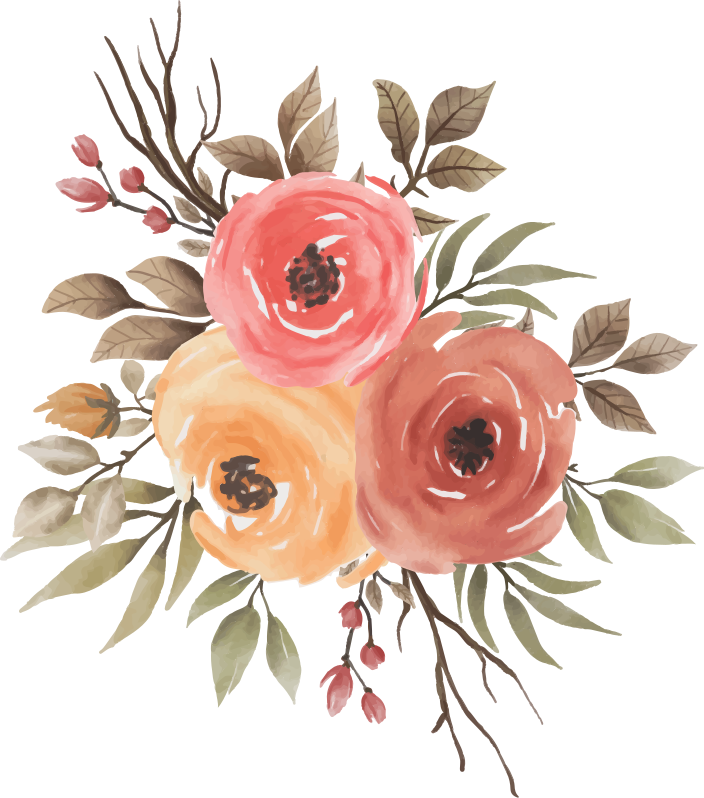 Tapete vinílico flores e plantas desenho de rosas secas - TenStickers