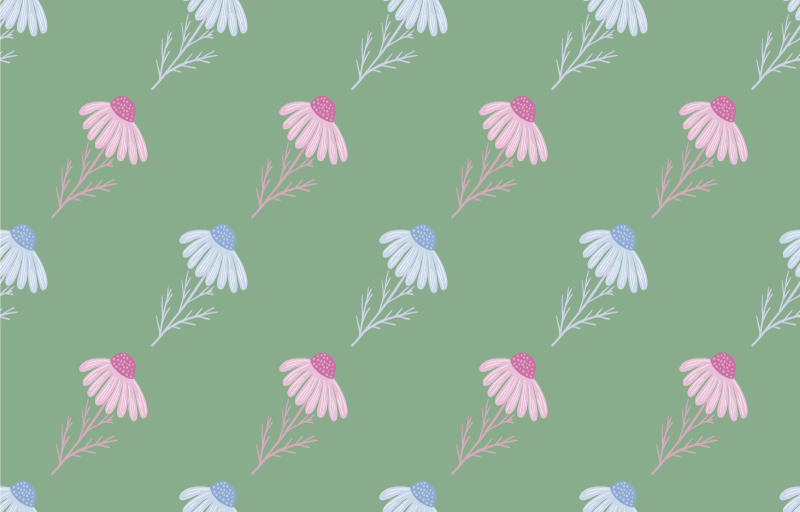 Tapete vinílico flores e plantas padrão de margaridas - TenStickers