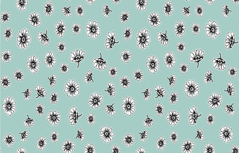 Tapete vinílico flores e plantas com padrão de camomila - TenStickers