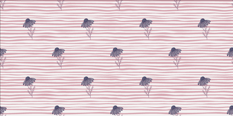 Tapete vinílico flores e plantas com flores margaridas roxas - TenStickers