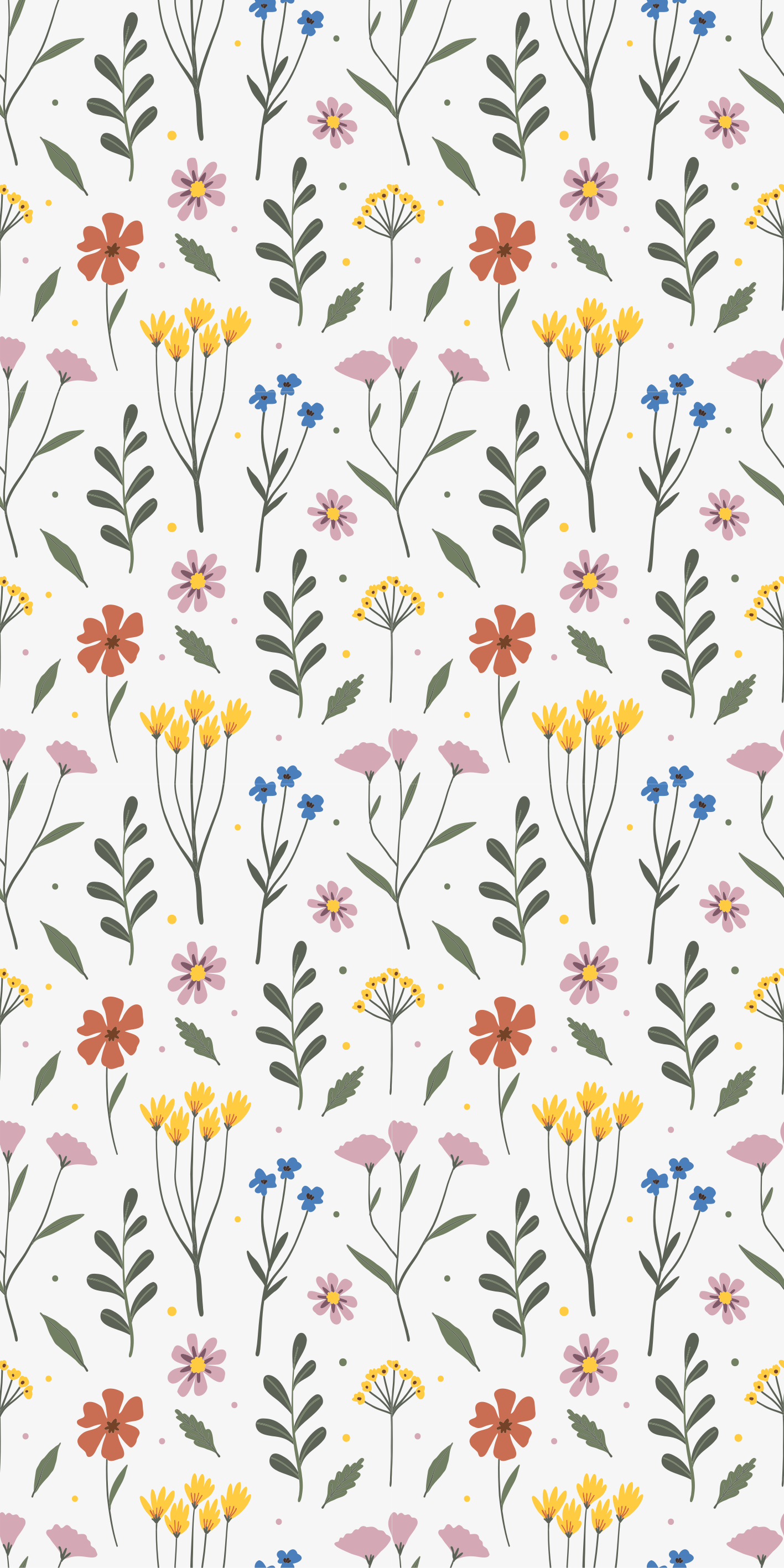 Tapete vinílico flores e plantas padrão multicolorido - TenStickers